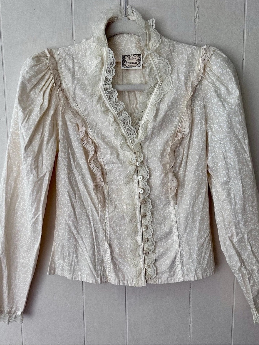 gunne sax • vintage jessica mcclintok gunnies cream lace blouse prairie floral